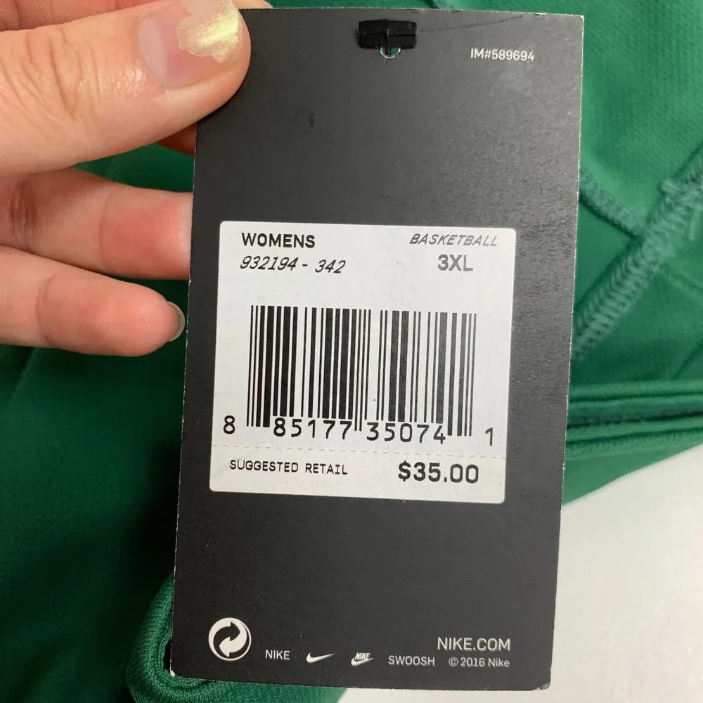 Nike Basketball Jersey Shirt Womens XXXL 3XL Green Sleeveless V Neck Lightweight
